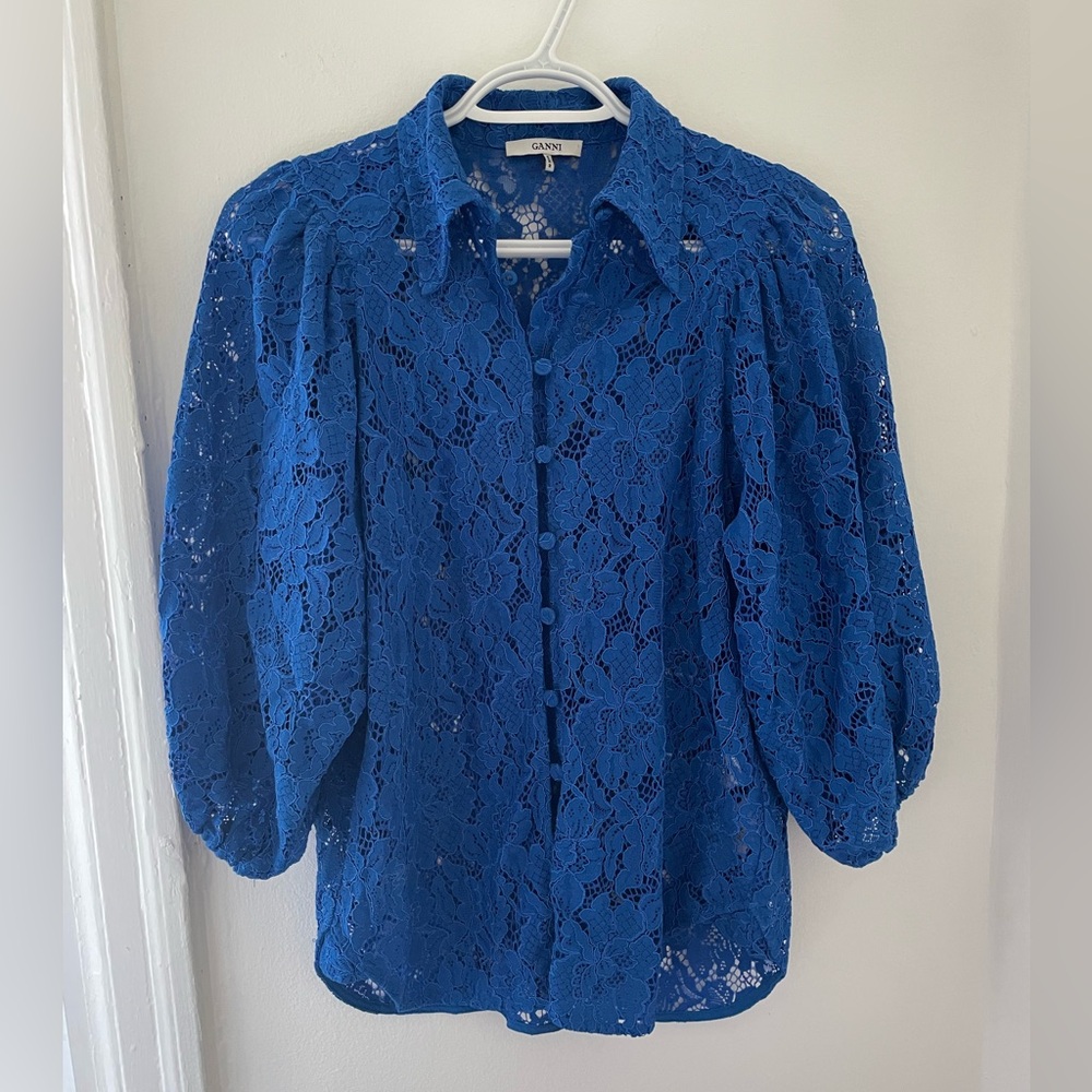 Ganni Lace Button Down